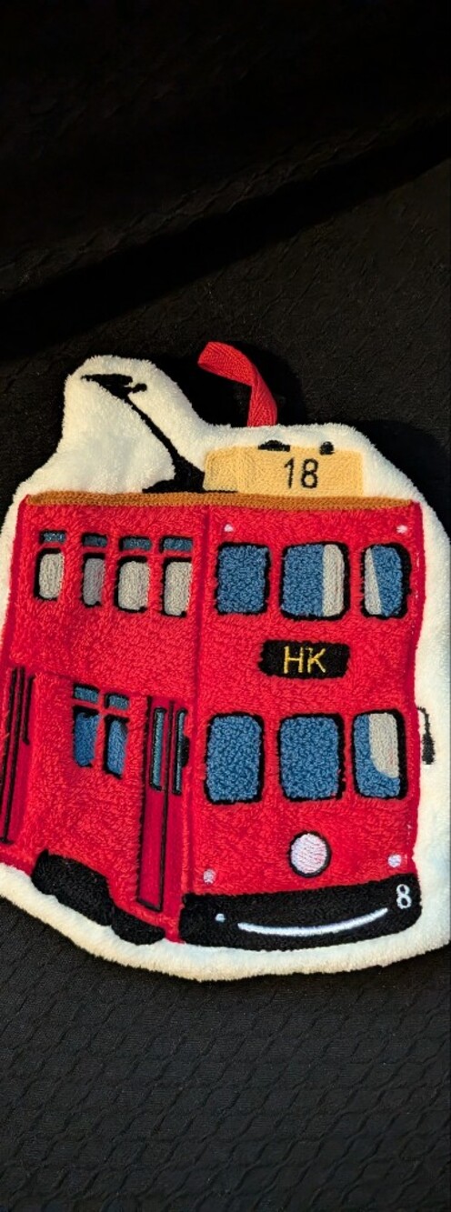 Red Hong Kong Tram Plush Towel Potholder